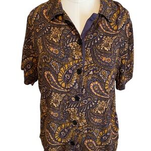 Urban Outfitters Paisley Cropped Button Down Shirt